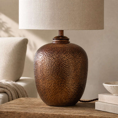 Trevor 27" Table Lamp with Glass Body and White Drum Shade - Enhanced