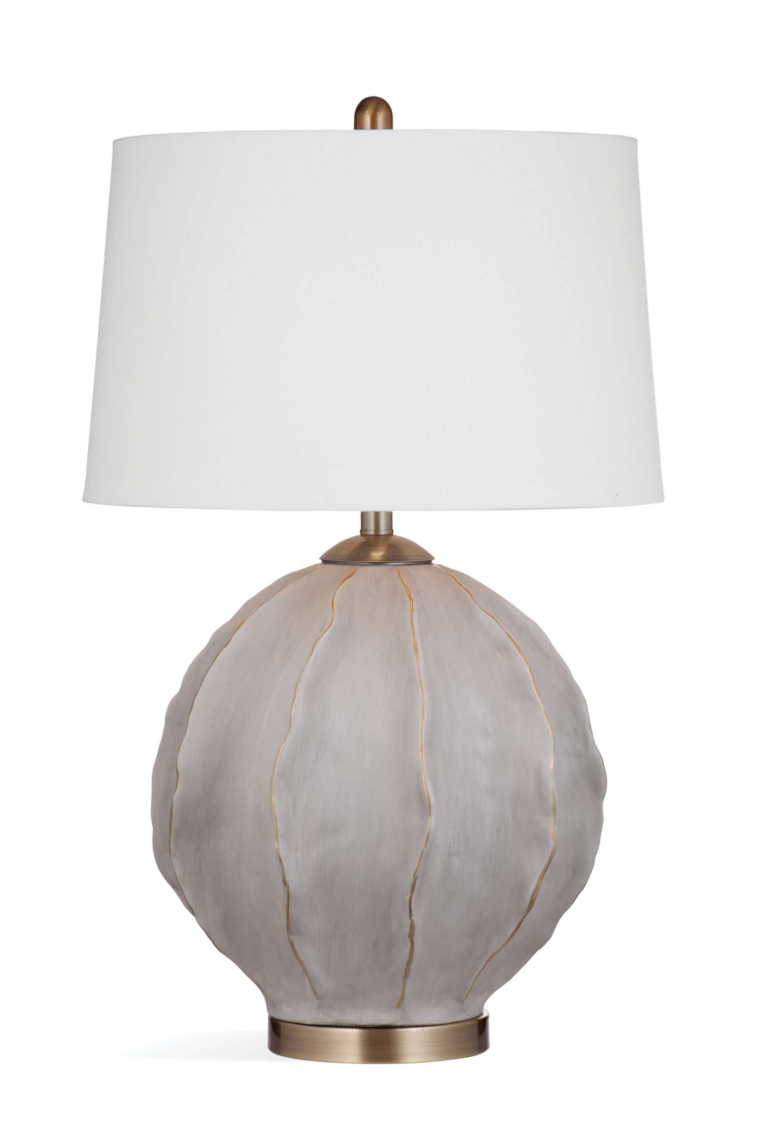 Annapurna 28" Table Lamp with Gray Concrete Style and White Linen Shade - Straight On