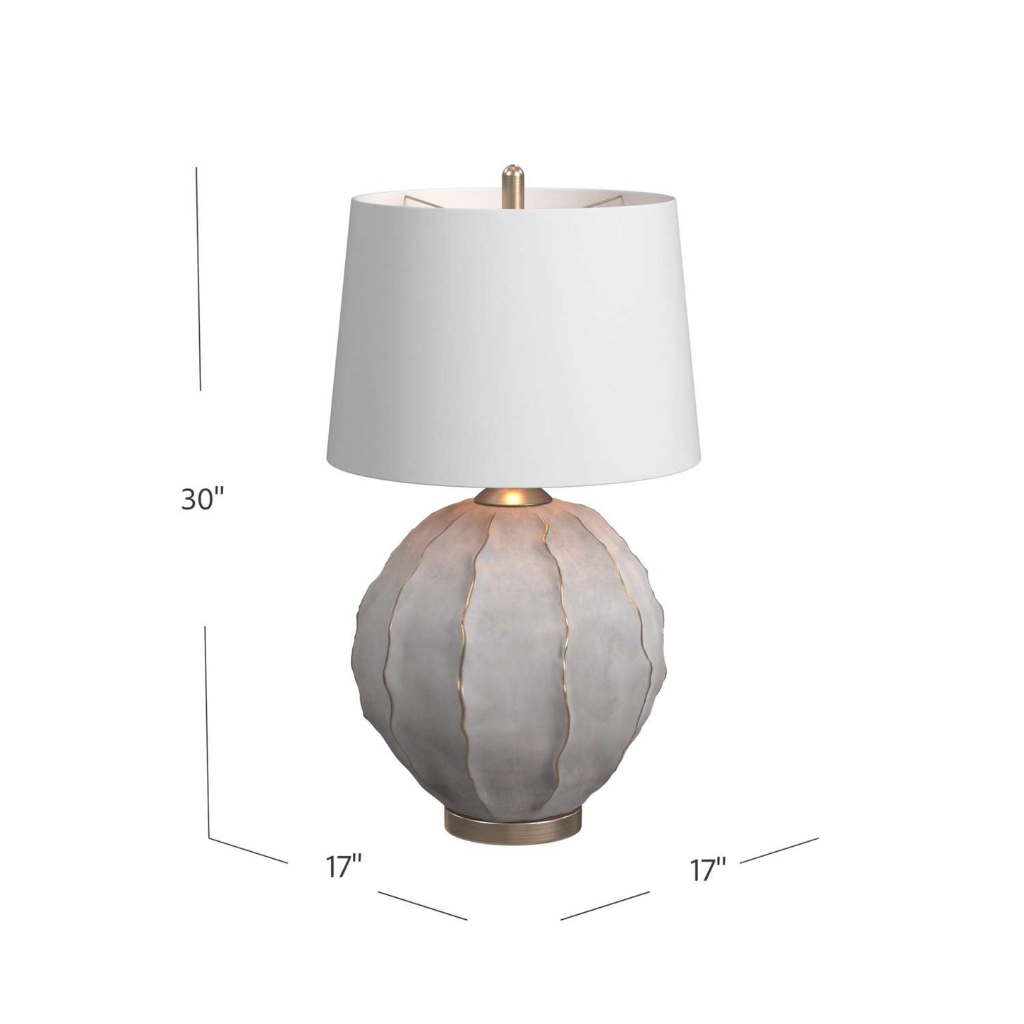 Annapurna 28" Table Lamp with Gray Concrete Style and White Linen Shade - Dimensional