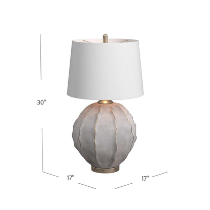 Annapurna 28" Table Lamp with Gray Concrete Style and White Linen Shade - Dimensional