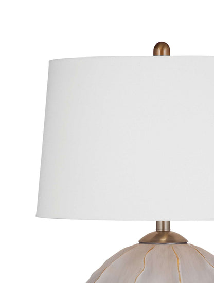 Annapurna 28" Table Lamp with Gray Concrete Style and White Linen Shade - Detail