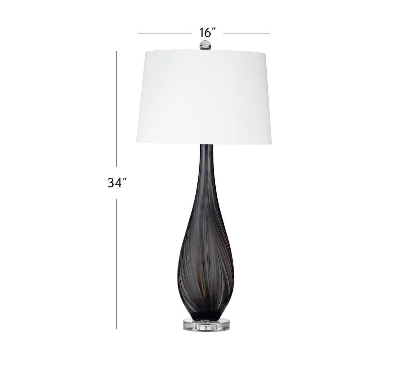 Black Glass Table Lamp - Dimensional