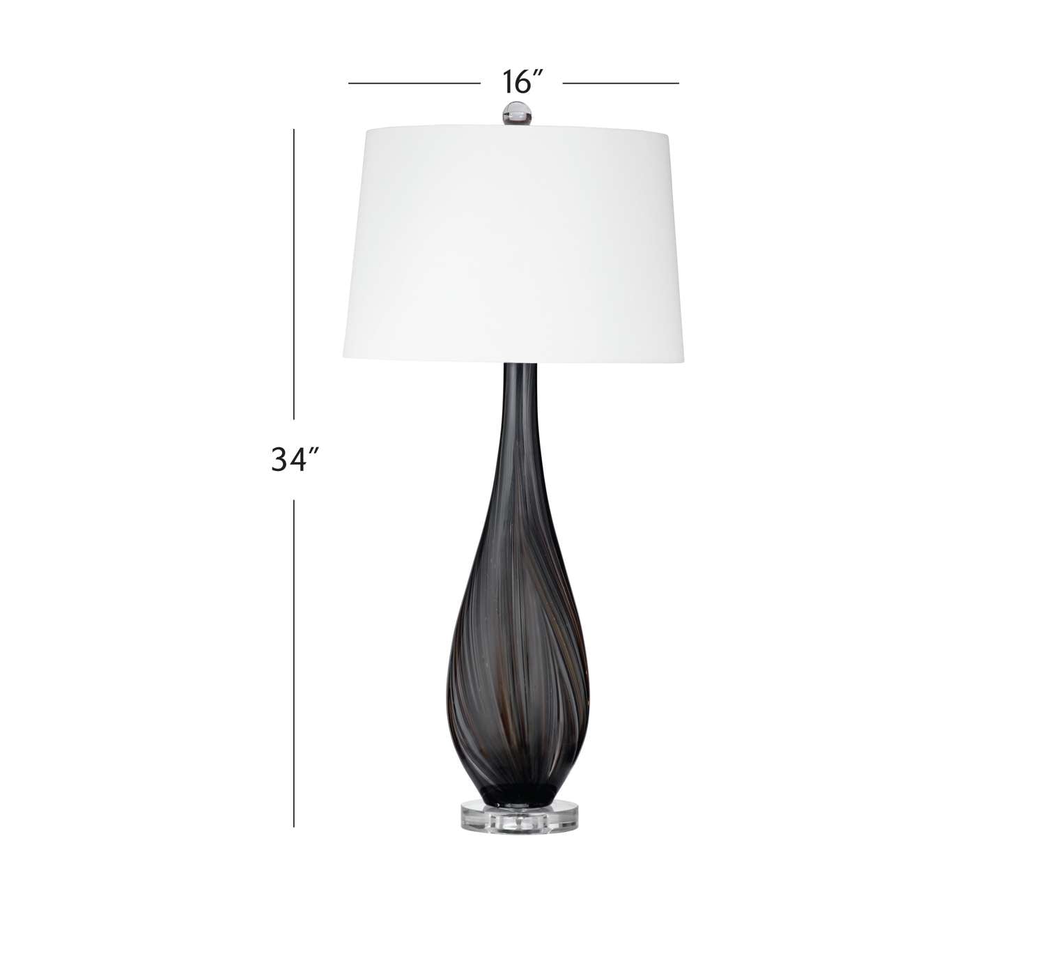 Black Glass Table Lamp - Dimensional