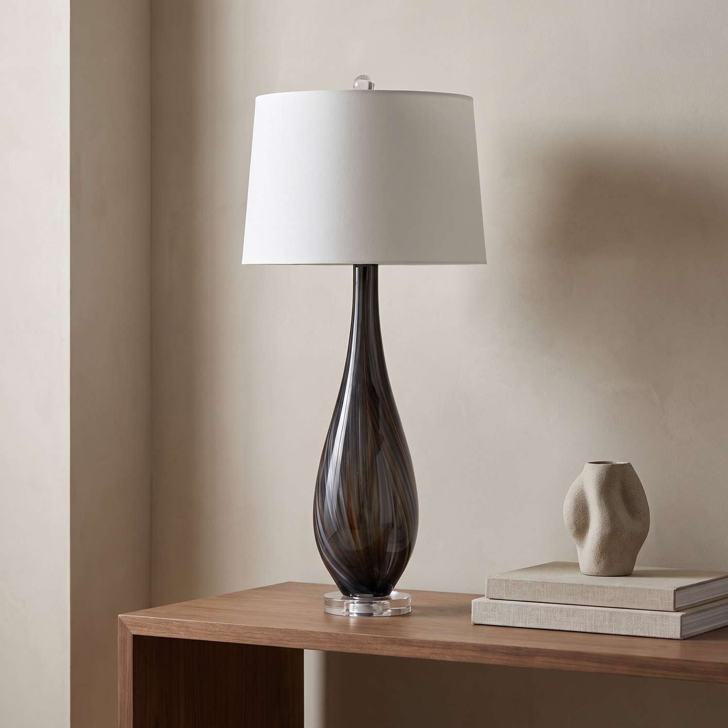 Black Glass Table Lamp - Main