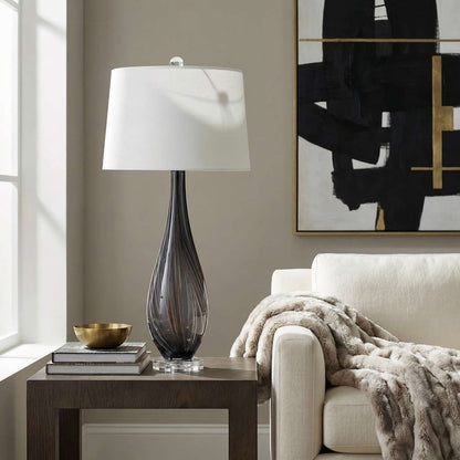 Black Glass Table Lamp - Room Scene