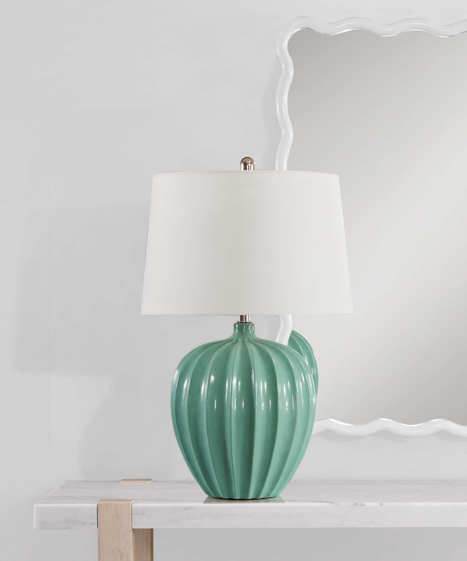 Lotus Seafoam Table Lamp - Room Scene