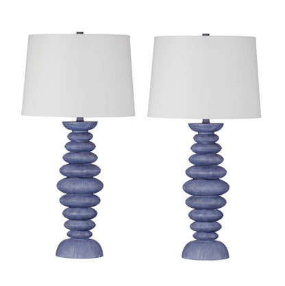 Coastal Blue Sculptural Table Lamp (Set of 2) - Straight On