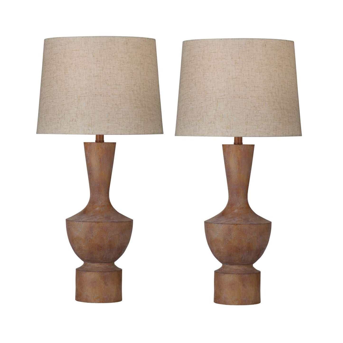 Rustic Brown Sculptural Table Lamp (Set of 2) - Straight On
