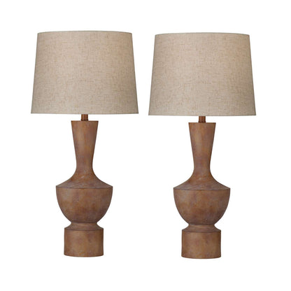 Rustic Brown Sculptural Table Lamp (Set of 2) - Straight On