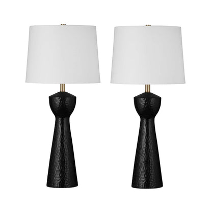 Modern Black Textured Table Lamp (Set of 2) - Straight On