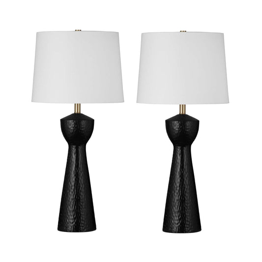 Modern Black Textured Table Lamp (Set of 2) - Straight On