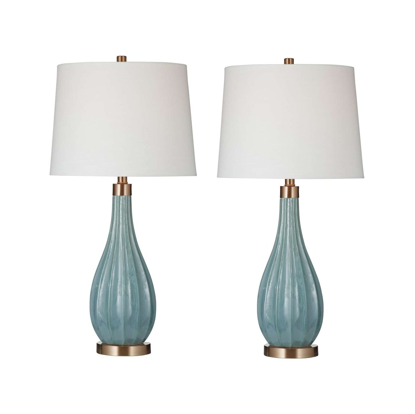 Modern Coastal Aqua Ceramic Table Lamps (Set of 2) - Straight On