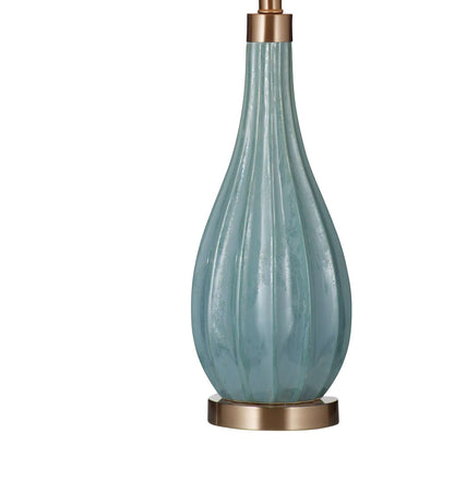 Modern Coastal Aqua Ceramic Table Lamps (Set of 2) - Additional