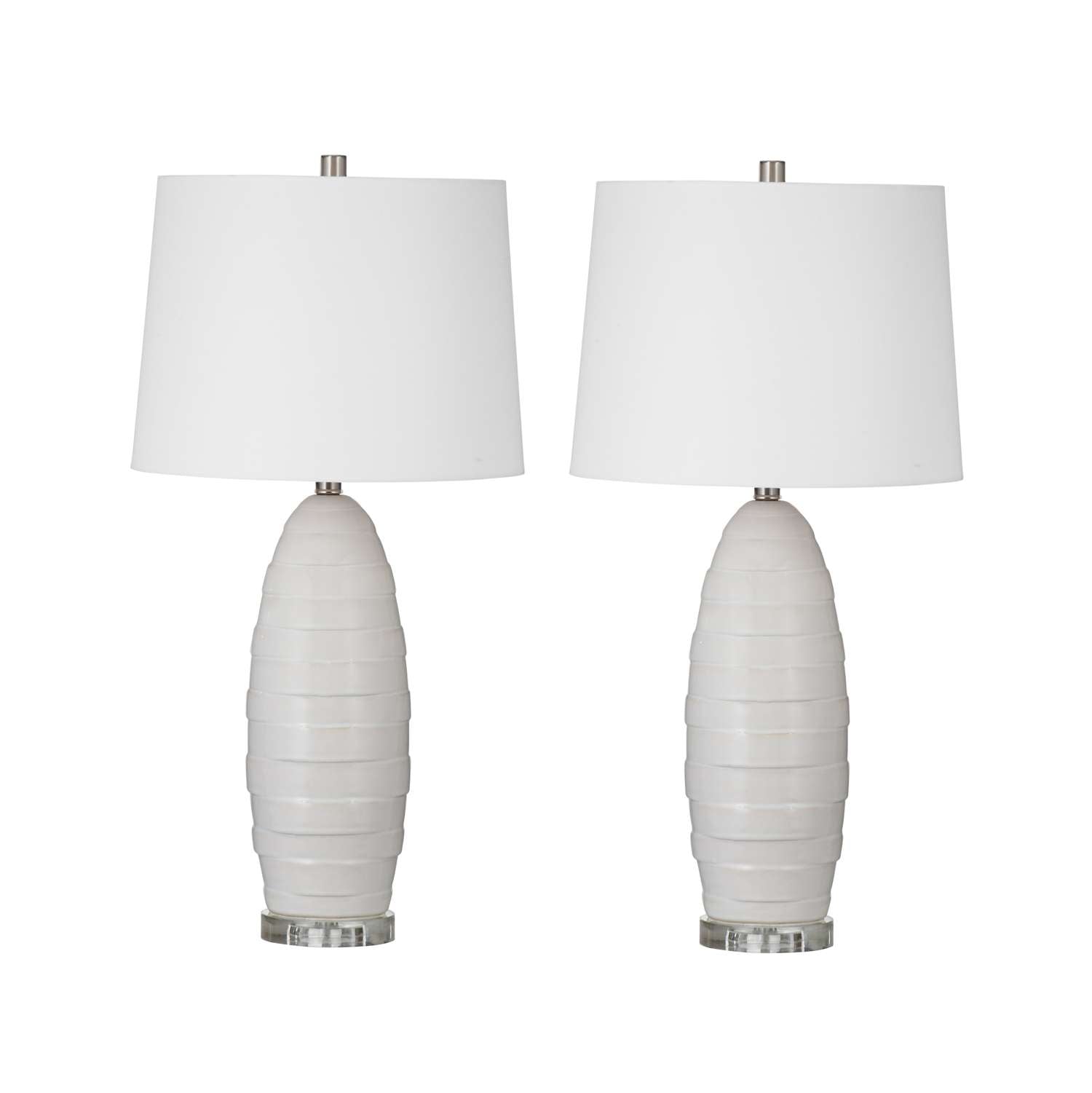 Transitional Soft Cream Textured Ceramic Table Lamps (Set of 2) - Straight On