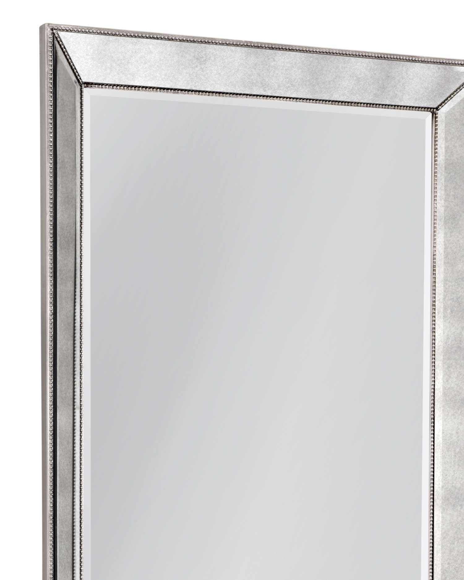 Beaded 79" Floor Mirror with Antique Silver Leaf finish and Wood Frame - Detail