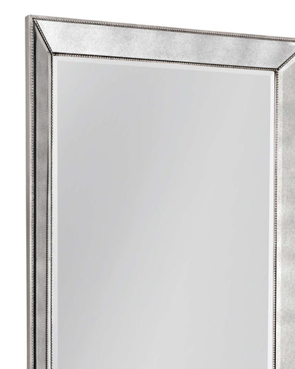 Beaded 79" Floor Mirror with Antique Silver Leaf finish and Wood Frame - Detail