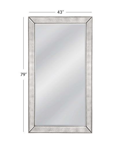 Beaded 79" Floor Mirror with Antique Silver Leaf finish and Wood Frame - Dimensional
