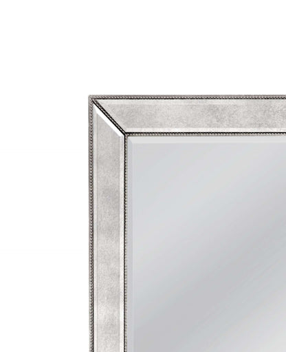 Beaded 79" Floor Mirror with Antique Silver Leaf finish and Wood Frame - Additional