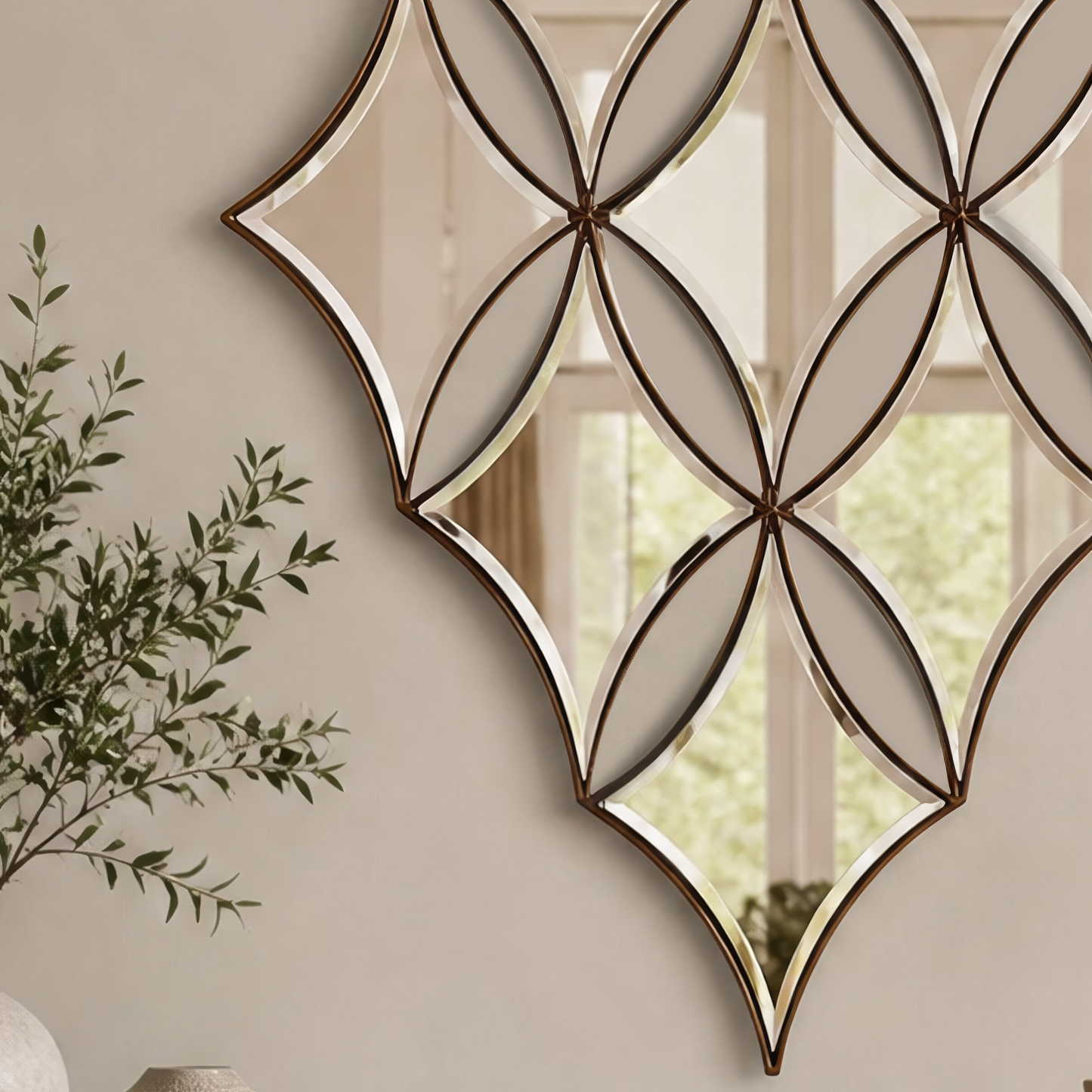 Channing 48" Diamond Accent Wall Mirror with Metallic Frame - Enhanced