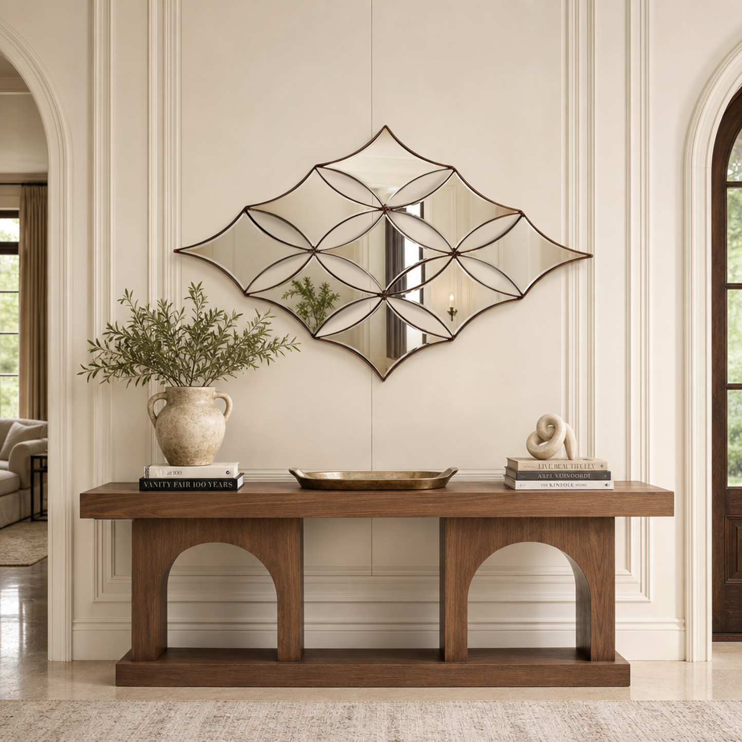Channing 48" Diamond Accent Wall Mirror with Metallic Frame - Enhanced
