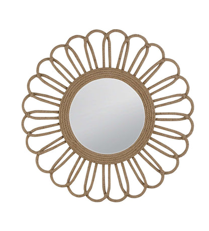 Naples 50" Round Coastal Rope Wall Mirror with Beveled Glass - Straight On