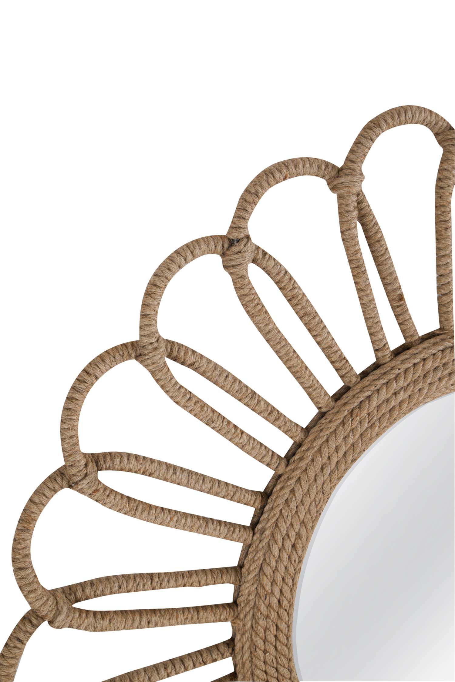 Naples 50" Round Coastal Rope Wall Mirror with Beveled Glass - Detail