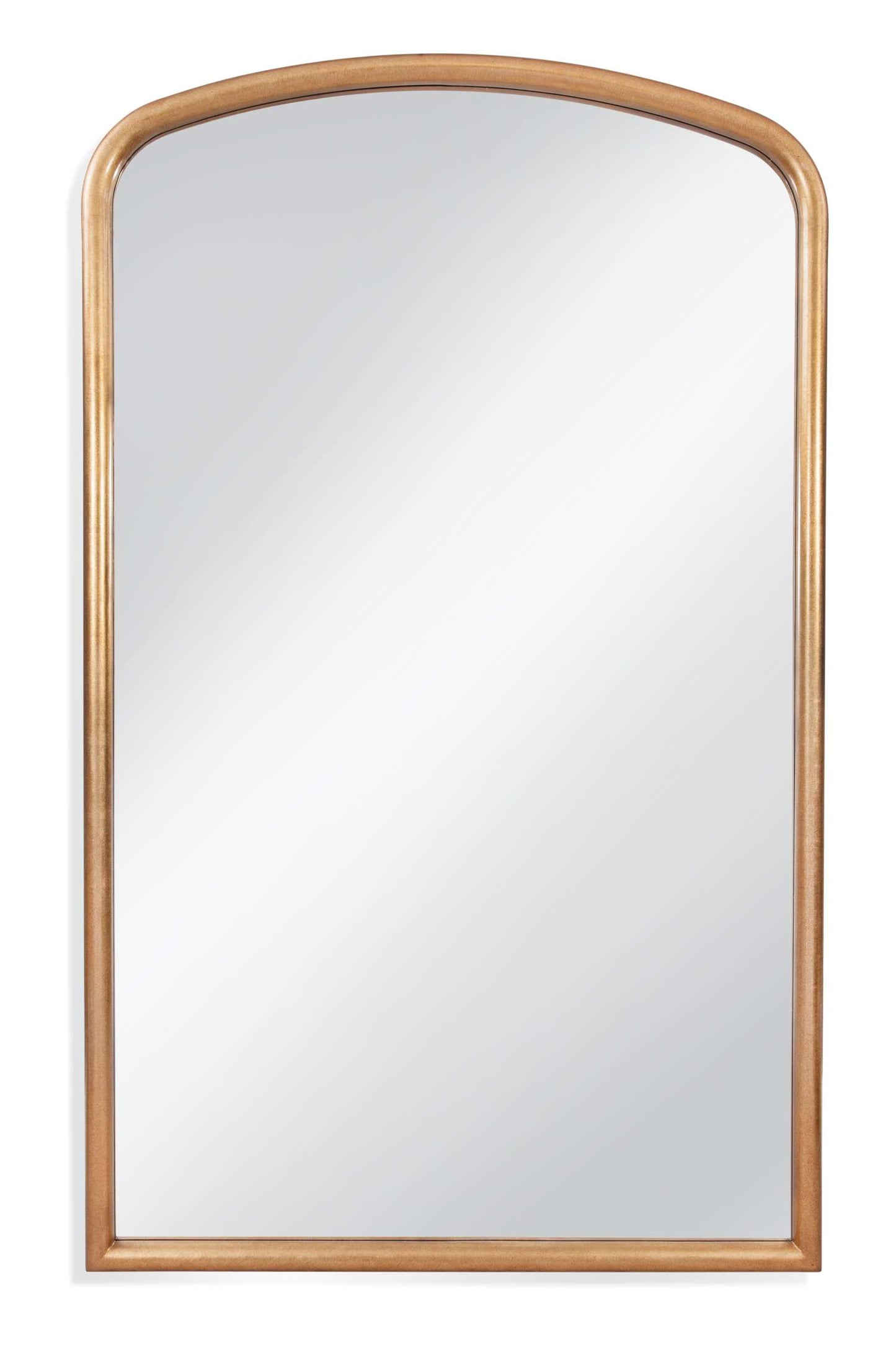 Brookings 86" Modern Arched Floor Mirror in Antique Gold Leaf Frame - Straight On