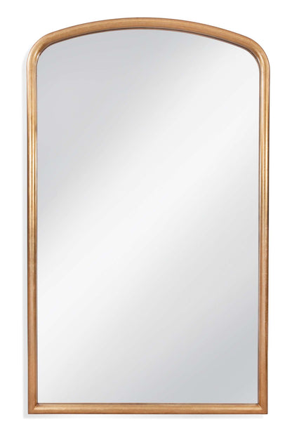 Brookings 86" Modern Arched Floor Mirror in Antique Gold Leaf Frame - Straight On