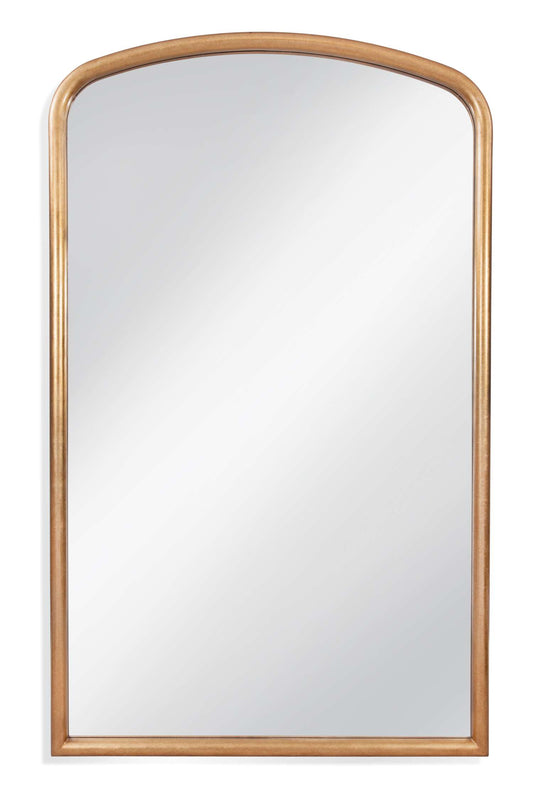 Brookings 86" Modern Arched Floor Mirror in Antique Gold Leaf Frame - Straight On