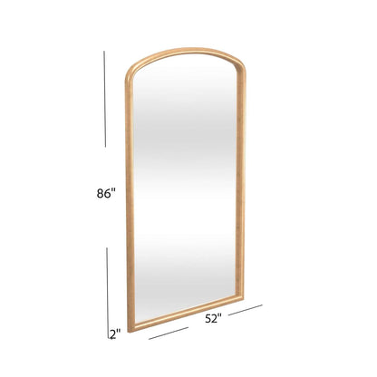 Brookings 86" Modern Arched Floor Mirror in Antique Gold Leaf Frame - Dimensional