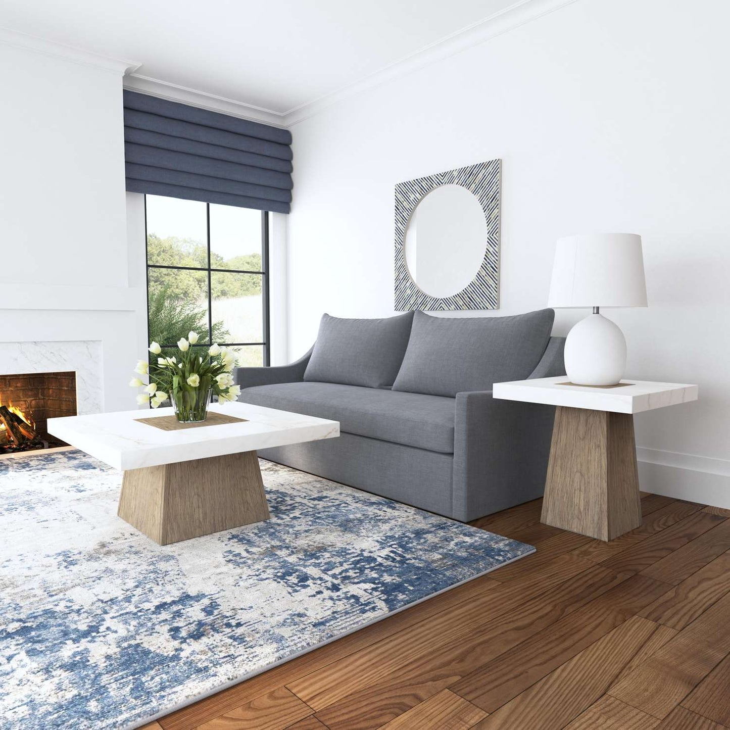 Sunburst Bone Wall Mirror - Room Scene