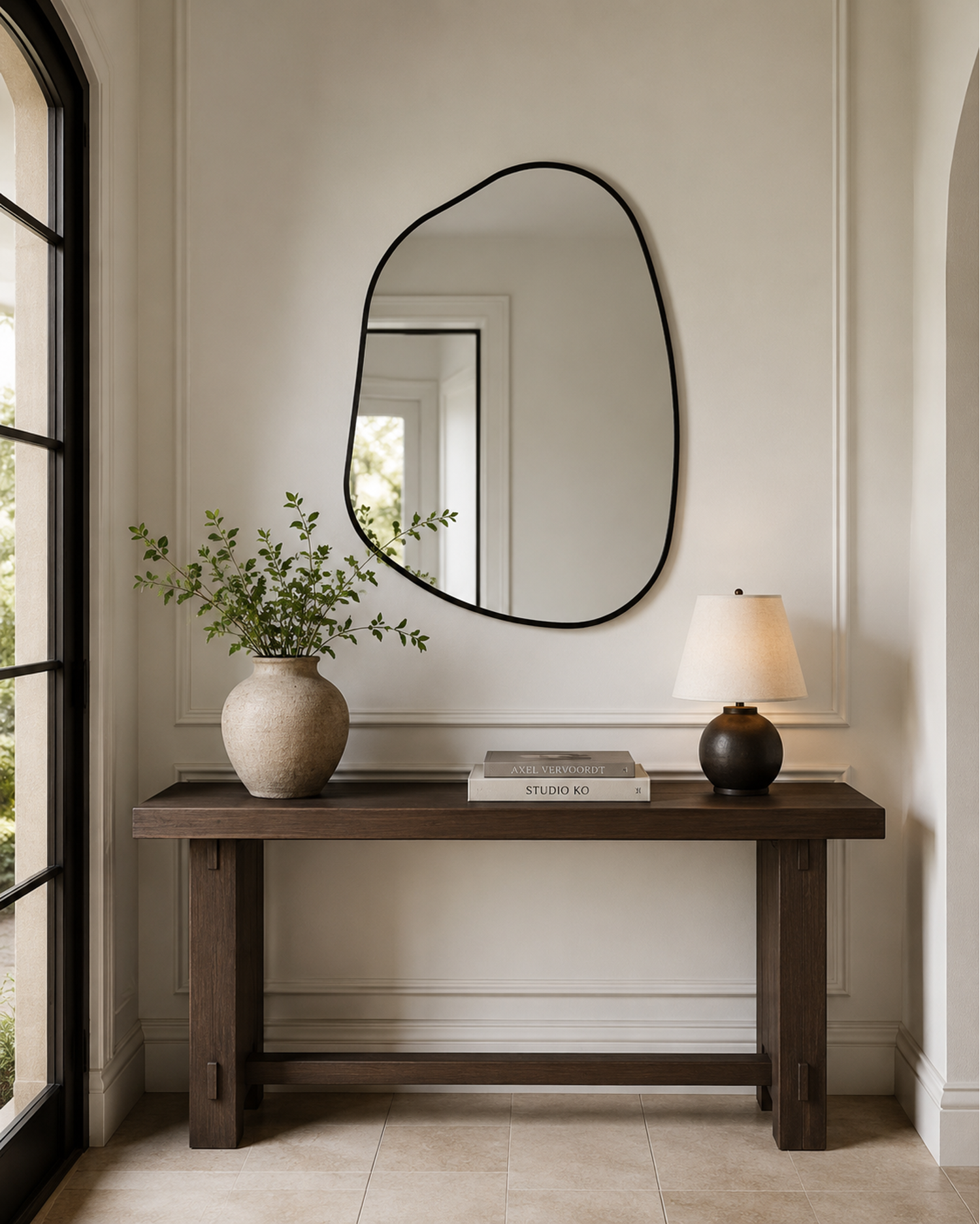 Karaniya 30" Asymmetrical Black Wall Mirror - Enhanced
