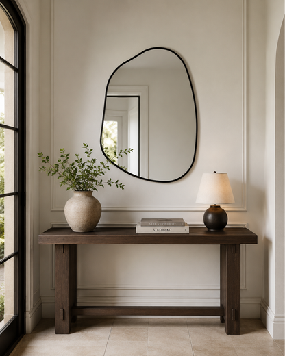 Karaniya 30" Asymmetrical Black Wall Mirror - Enhanced