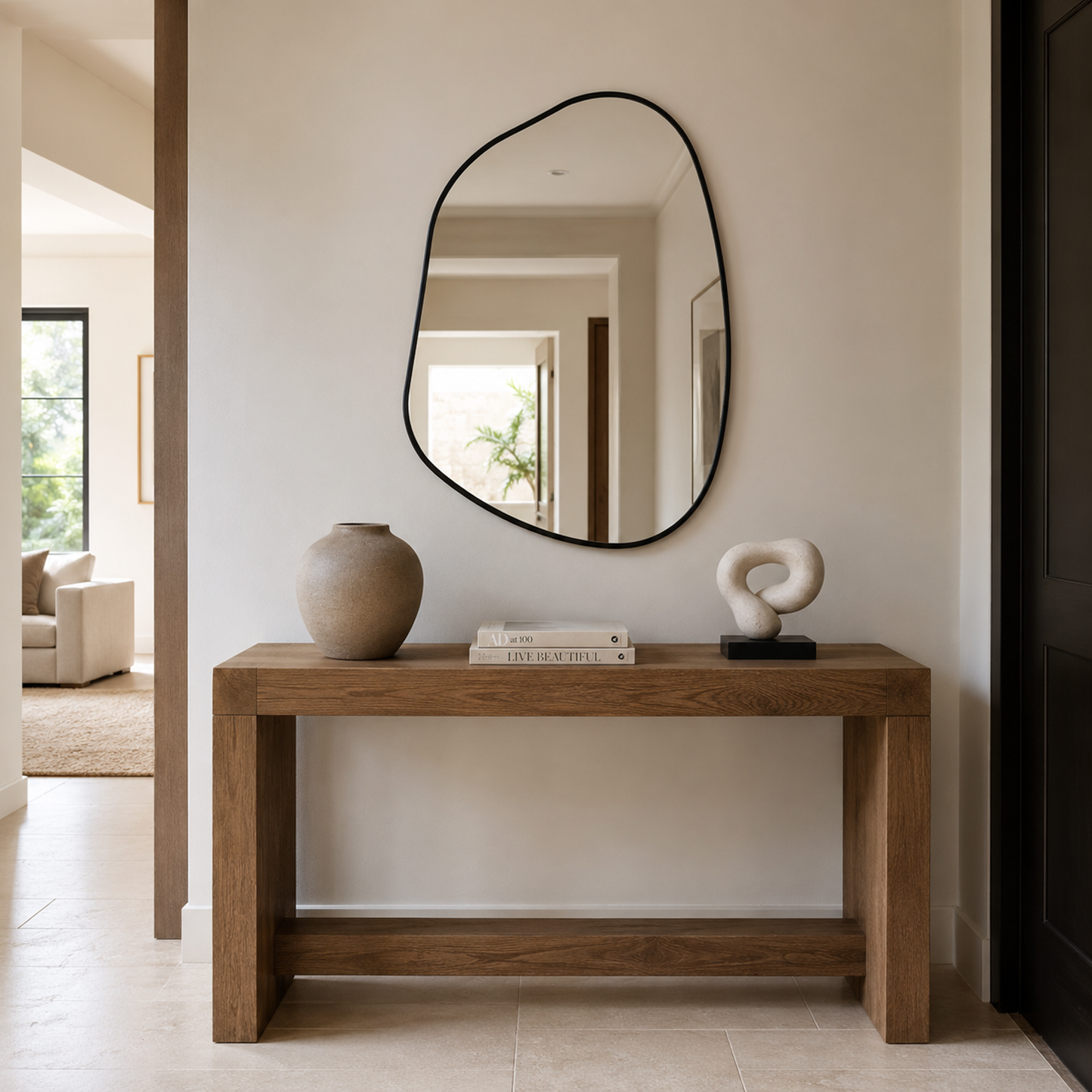 Karaniya 30" Asymmetrical Black Wall Mirror - Enhanced