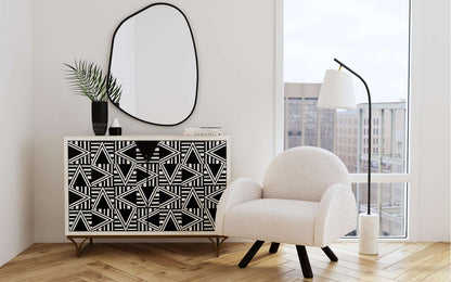 Karaniya 30" Asymmetrical Black Wall Mirror - Room Scene