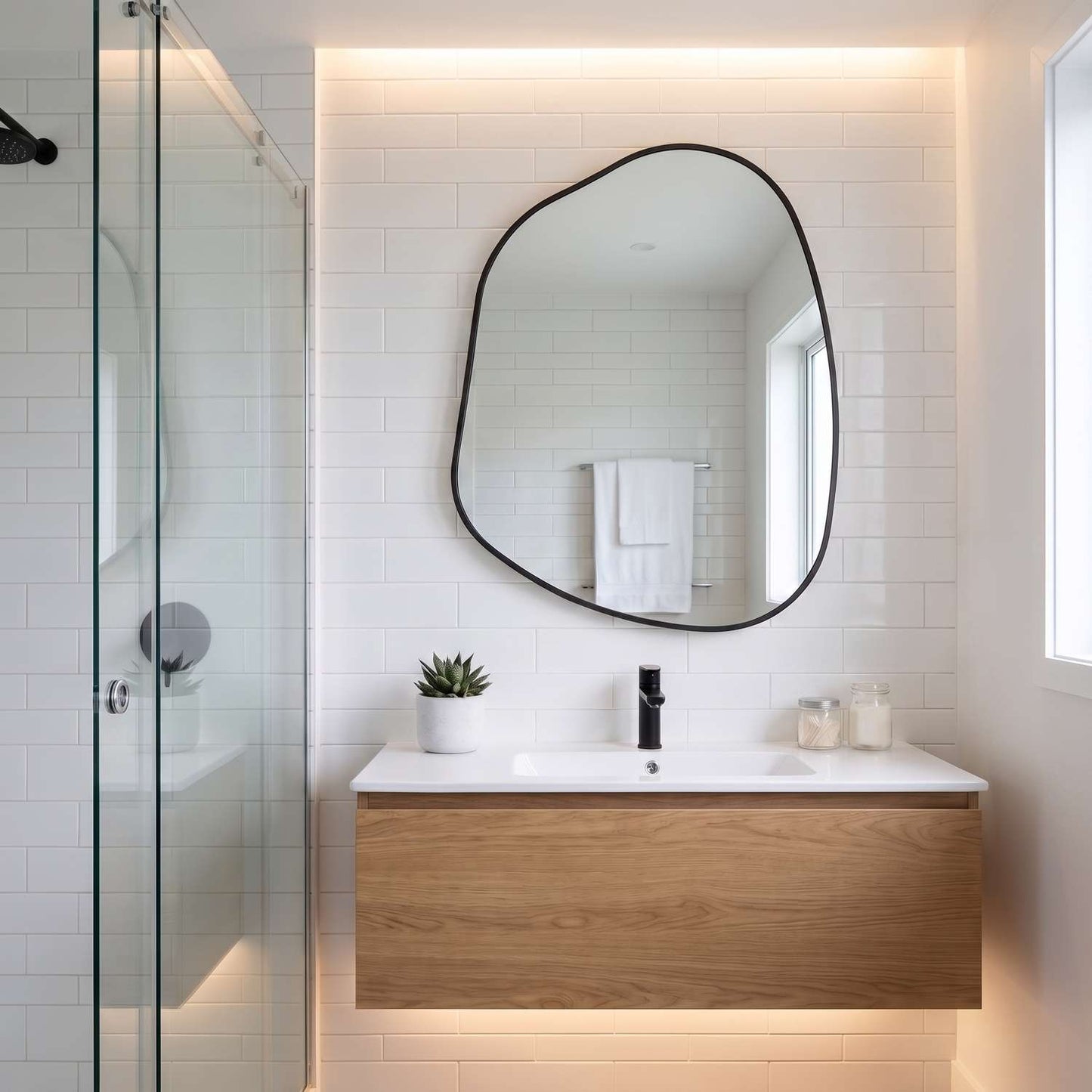 Karaniya 30" Asymmetrical Black Wall Mirror - Main
