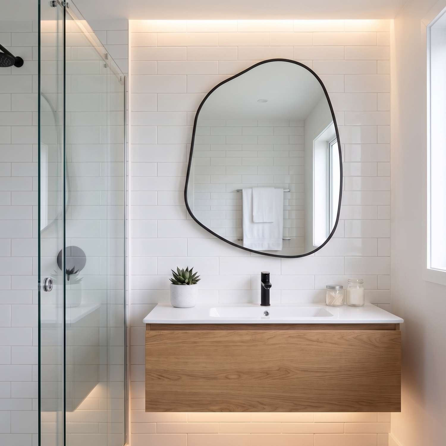 Karaniya 30" Asymmetrical Black Wall Mirror - Main