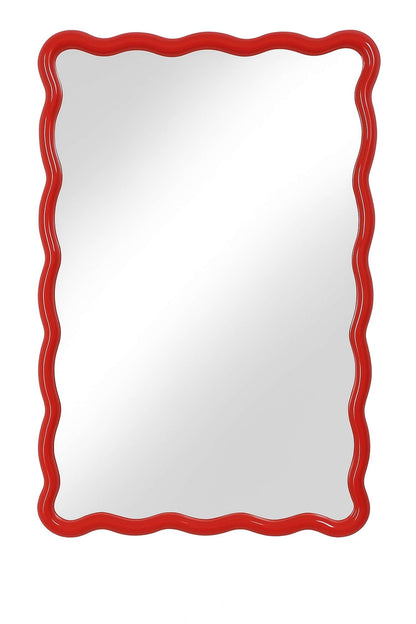 Camellia Red Rect Wall Mirror - Straight On