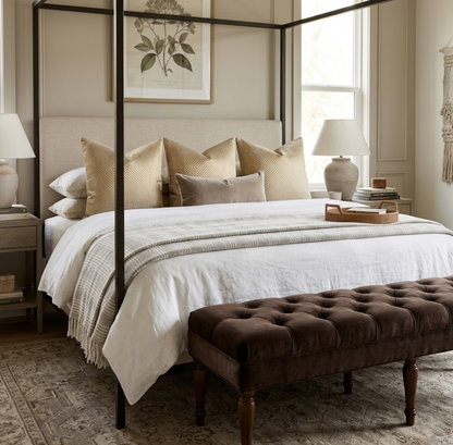 Maze Velvet Pillow in Golden