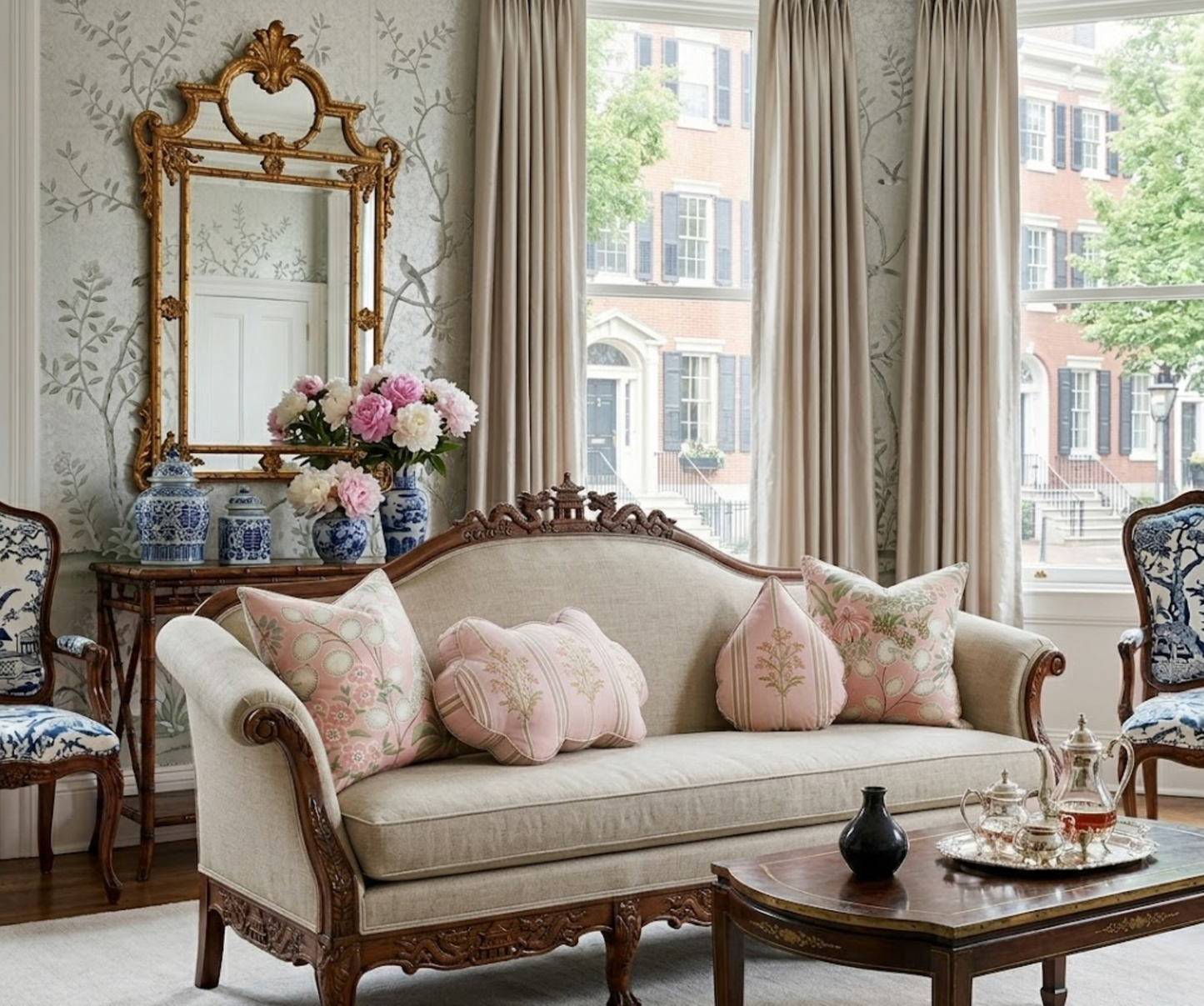 Meadow Floral Pillow in Blush