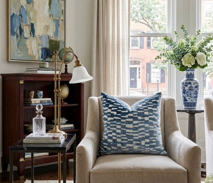 Mod Velvet Pillow in Marine Blue