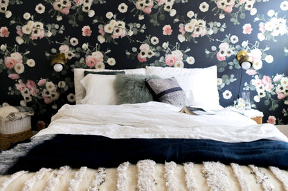 Midnight Floral Wallpaper, navy