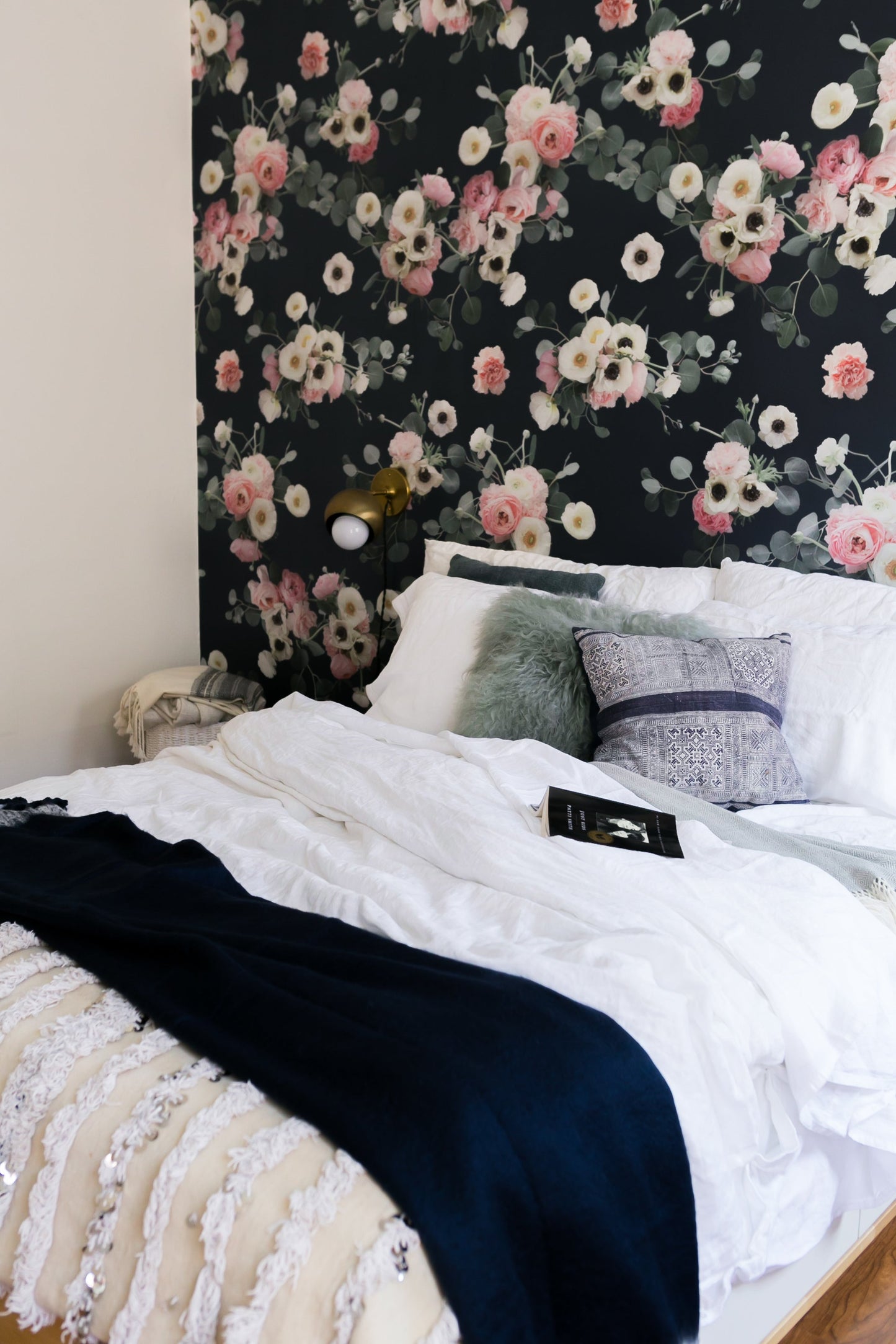 Midnight Floral Wallpaper, navy