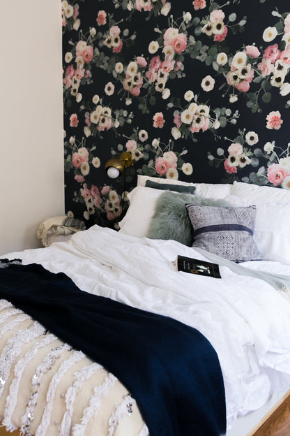 Midnight Floral Wallpaper, navy