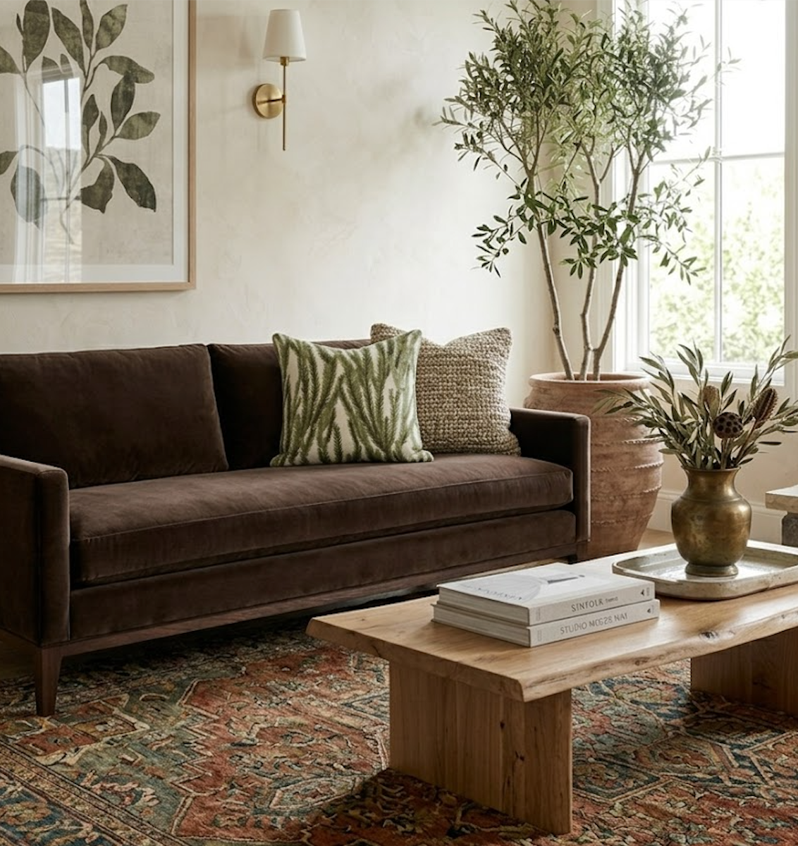 Nori Floral Pillow in Moss Green