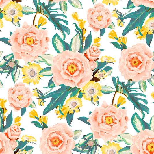 Posh Posy Wallpaper, white