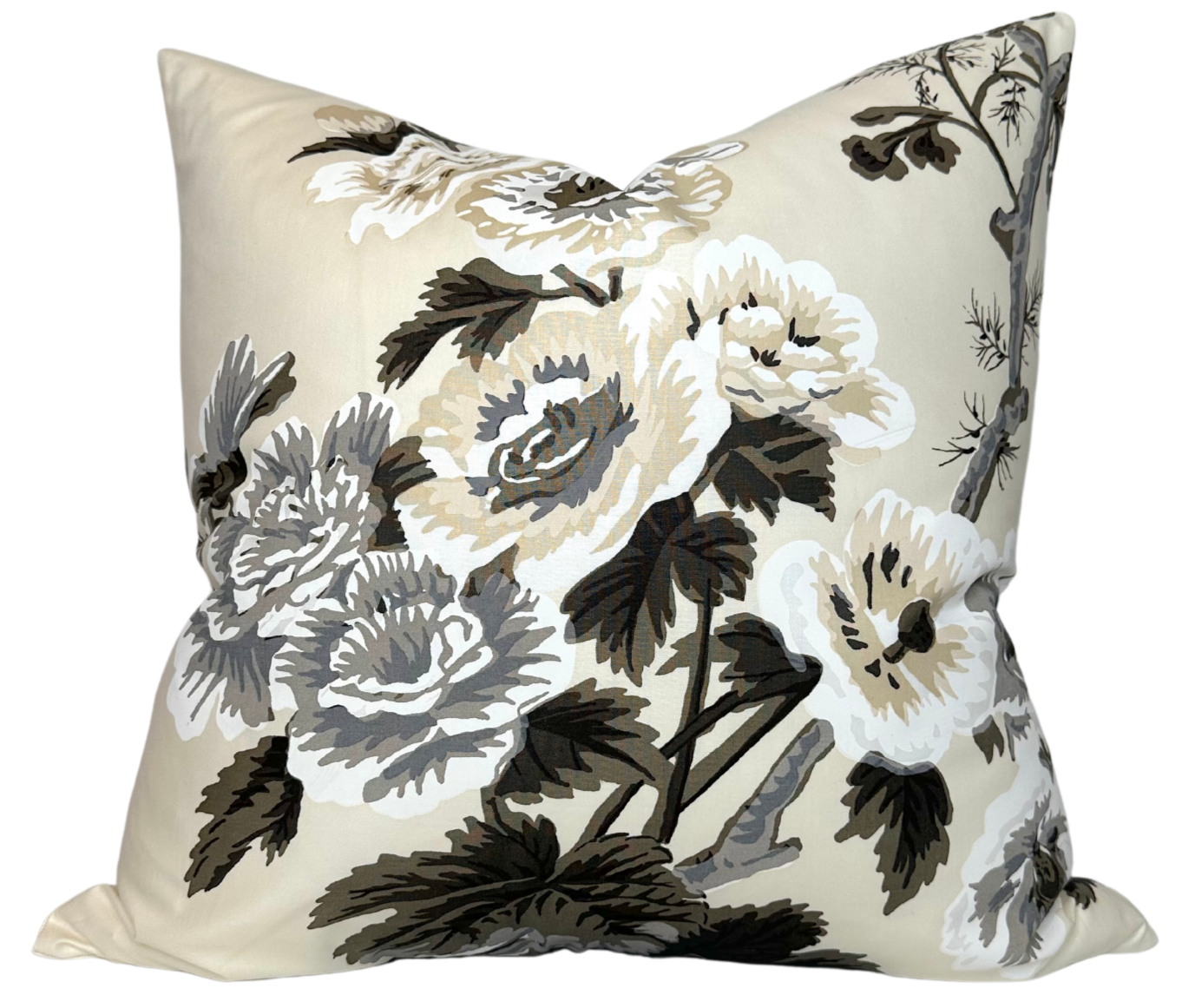 Pyne Hollyhock Pillow in Charcoal