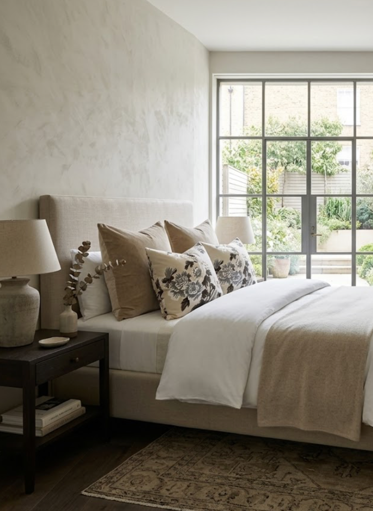 Pyne Hollyhock Pillow in Charcoal
