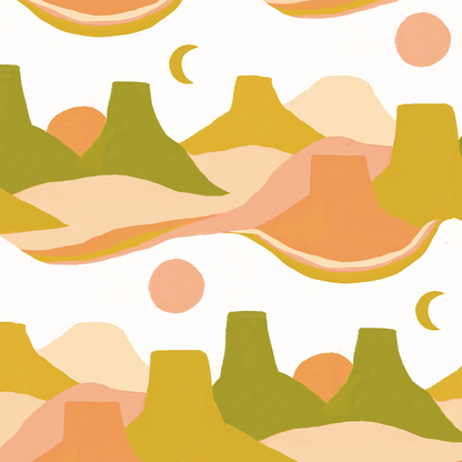 Painted Mesa Wallpaper, Olive Green & Mustard