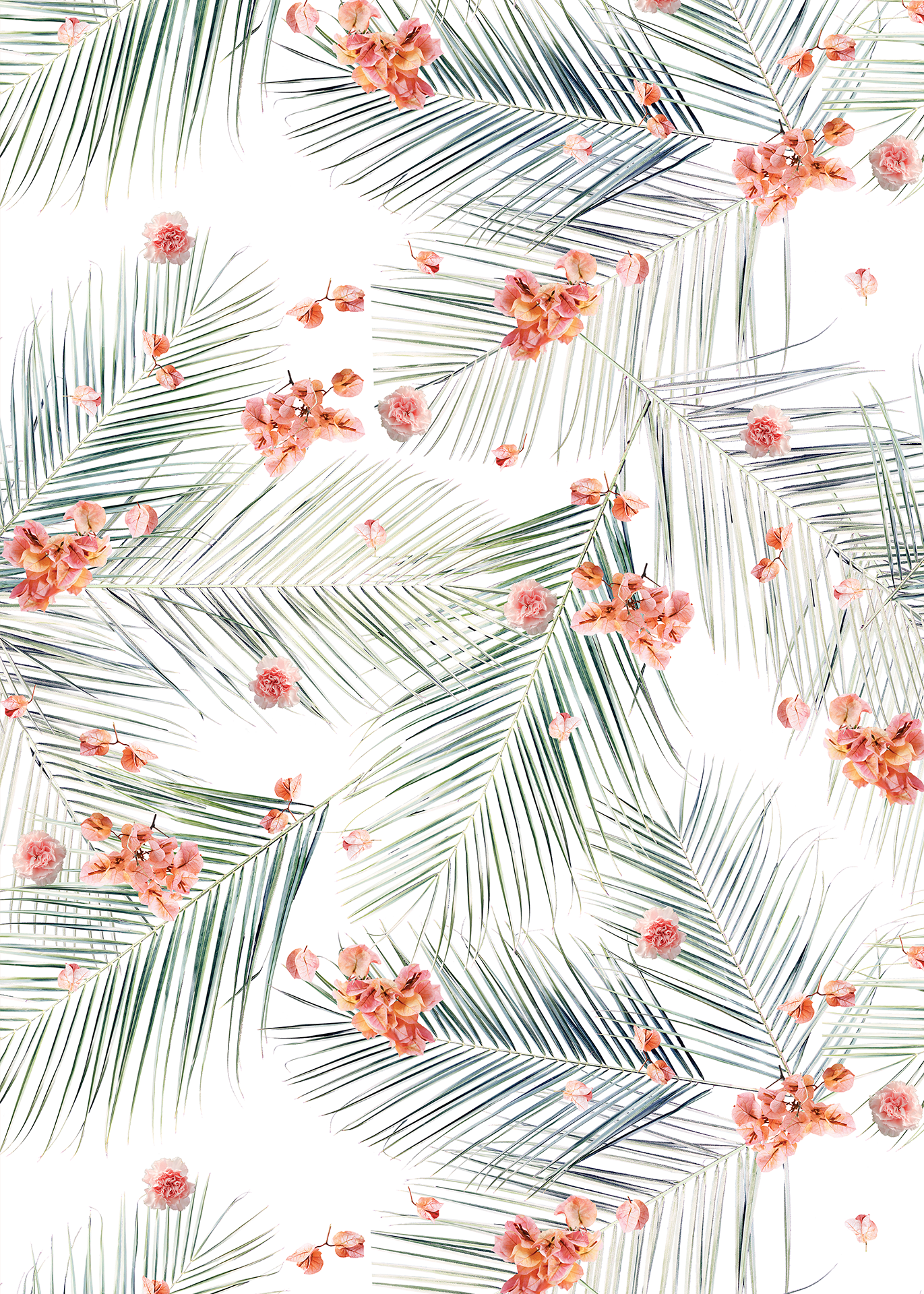 Palm Petal Wallpaper, white